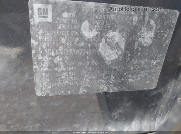 1GKKNLLA1HZ240010 2017 GMC ACADIA Gray Engine compartment view
