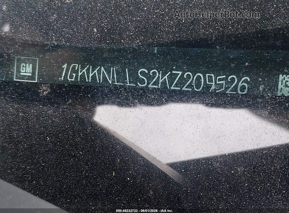 1GKKNLLS2KZ209526 2019 GMC ACADIA Blue Vista del compartimento del motor