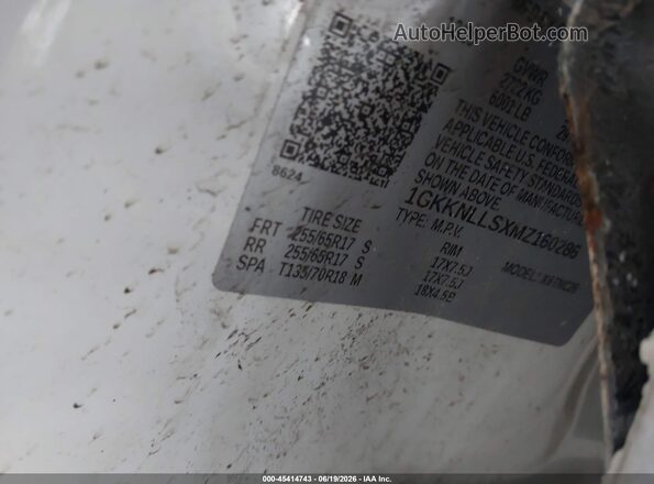 1GKKNLLSXMZ160286 2021 GMC ACADIA White Вид підкапотного простору