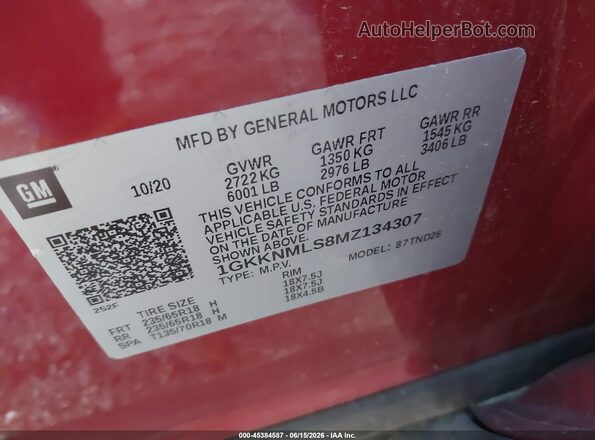 1GKKNMLS8MZ134307 2021 GMC ACADIA Red Engine compartment view