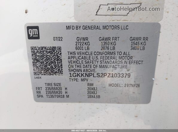 1GKKNPLS2PZ103379 2023 GMC ACADIA White Շարժիչի բաժամունքի տեսք