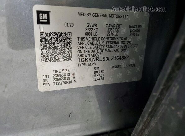 1GKKNRLS0LZ164882 2020 GMC ACADIA Gray 