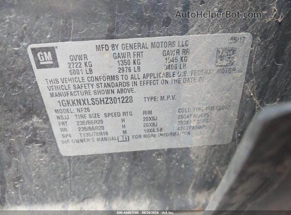 1GKKNXLS5HZ301228 2017 GMC ACADIA Gray Engine compartment view