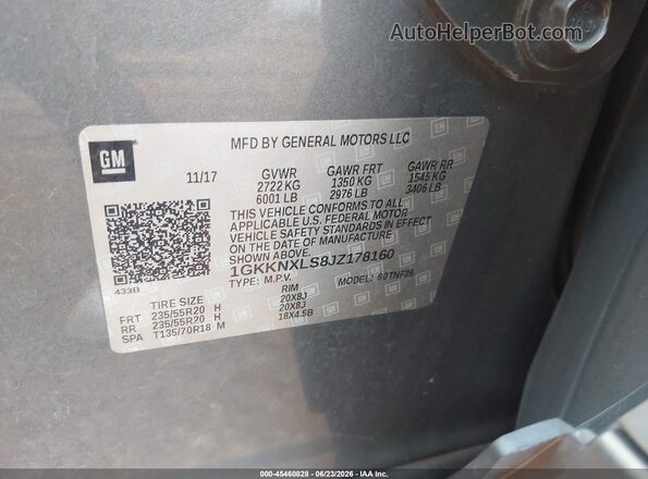 1GKKNXLS8JZ178160 2018 GMC ACADIA Серый Вид подкапотного пространства