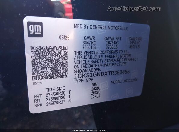 1GKS1GKDXTR352456 2026 GMC YUKON Black 