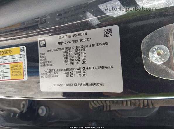 1GKS2BKD4PR137824 2023 GMC YUKON Black Շարժիչի բաժամունքի տեսք