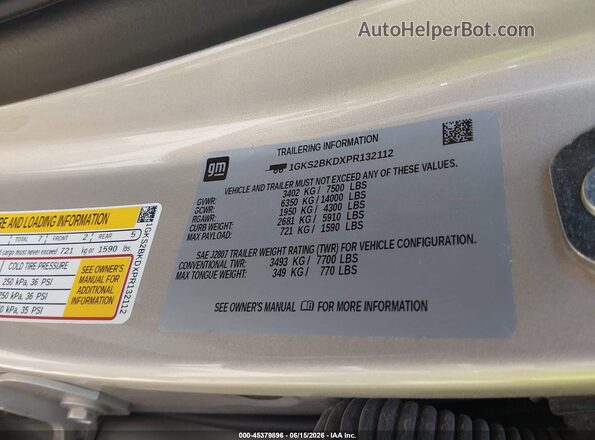 1GKS2BKDXPR132112 2023 GMC YUKON Tan Vista del compartimento del motor
