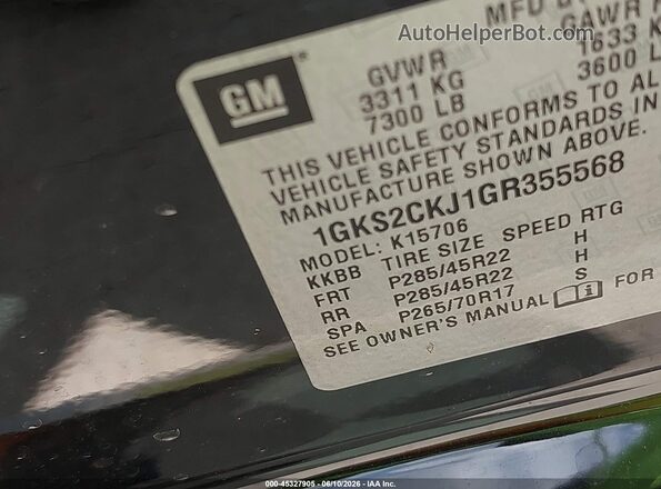 1GKS2CKJ1GR355568 2016 GMC YUKON Black Вид підкапотного простору