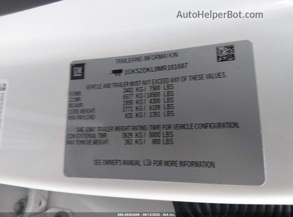 1GKS2DKL0MR181687 2021 GMC YUKON White Engine compartment view