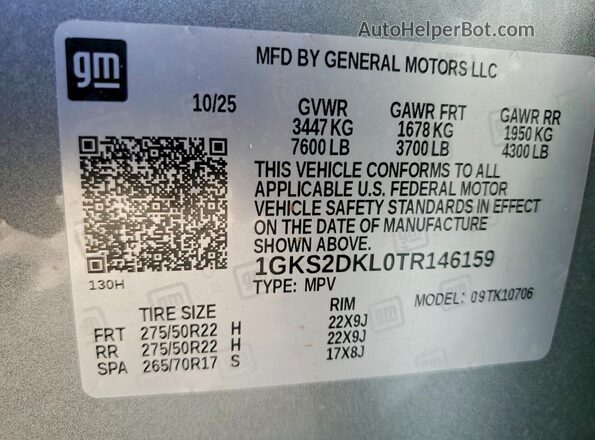 1GKS2DKL0TR146159 2026 GMC YUKON Gray 