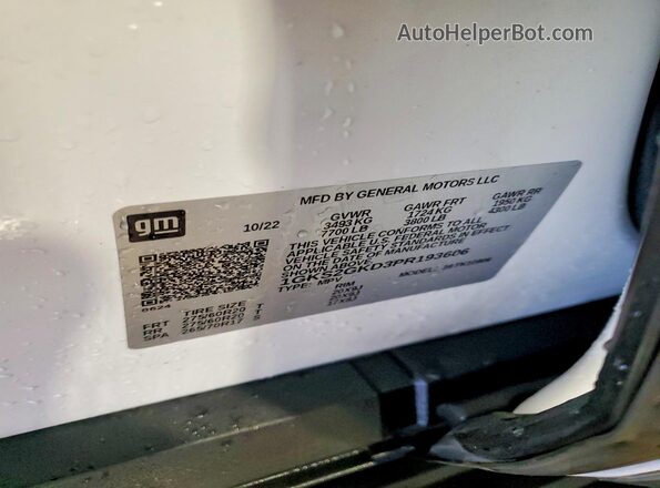 1GKS2GKD3PR193606 2023 GMC YUKON White Vista interior de 360 grados