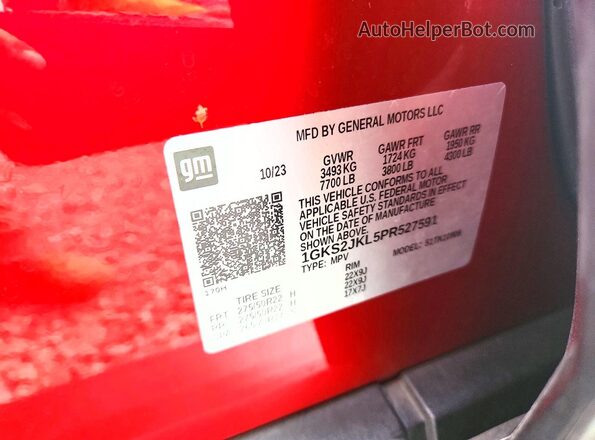 1GKS2JKL5PR527591 2023 GMC YUKON Red Widok wnętrza 360 stopni
