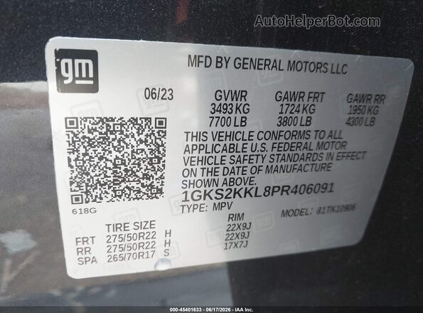 1GKS2KKL8PR406091 2023 GMC YUKON Black Շարժիչի բաժամունքի տեսք