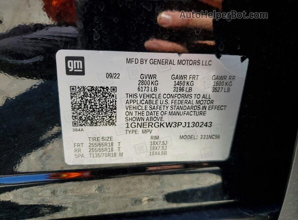 1GNERGKW3PJ130243 2023 CHEVROLET TRAVERSE Black 