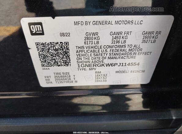1GNERGKW6PJ114554 2023 CHEVROLET TRAVERSE Black Vista del compartimento del motor