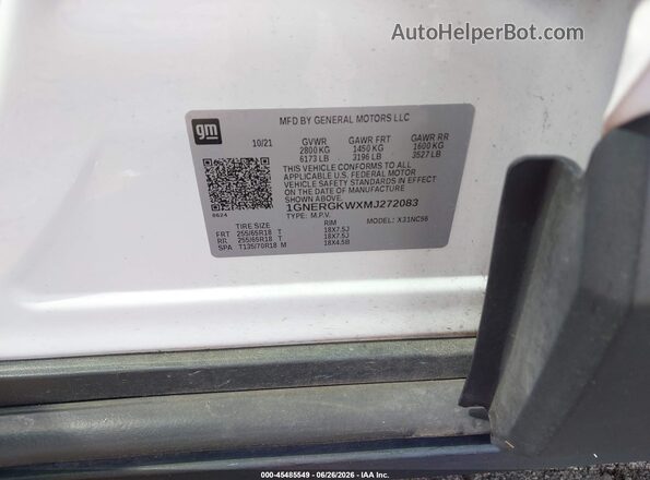 1GNERGKWXMJ272083 2021 CHEVROLET TRAVERSE White Widok komory silnika