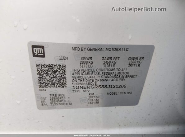 1GNERGRS8SJ131206 2025 CHEVROLET TRAVERSE White Engine compartment view