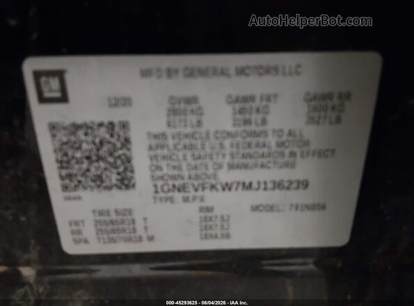 1GNEVFKW7MJ136239 2021 CHEVROLET TRAVERSE Black Engine compartment view