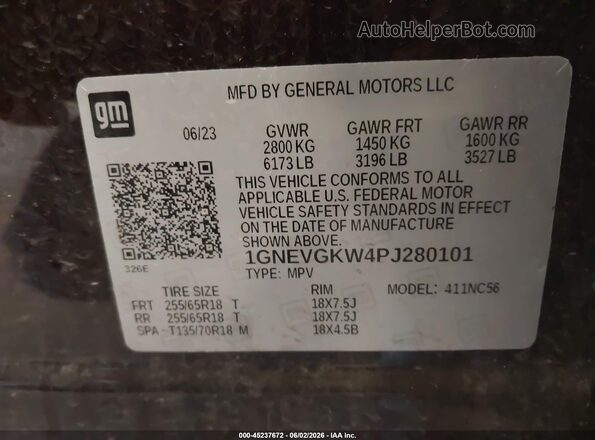1GNEVGKW4PJ280101 2023 CHEVROLET TRAVERSE Purple 