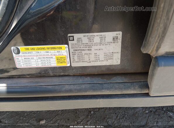 1GNKVFED0HJ174690 2017 CHEVROLET TRAVERSE Gray ძრავის განყოფილების ხედი