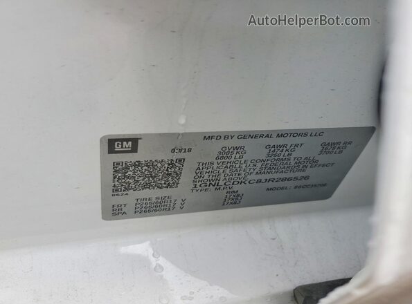 1GNLCDKC8JR286526 2018 CHEVROLET TAHOE Белый Панорамный вид салона 360°