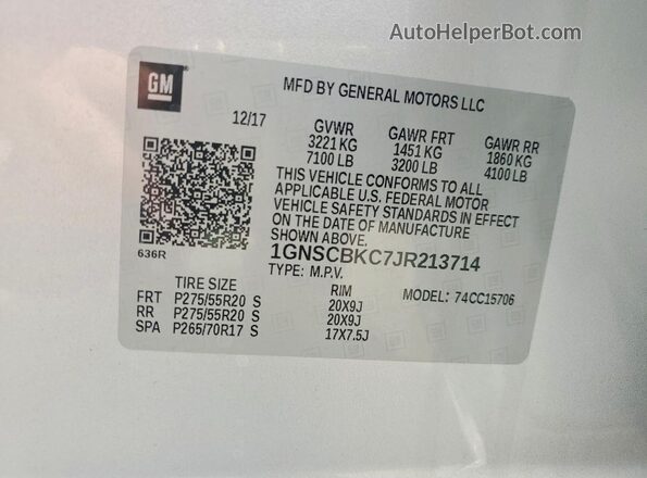 1GNSCBKC7JR213714 2018 CHEVROLET TAHOE Silver 