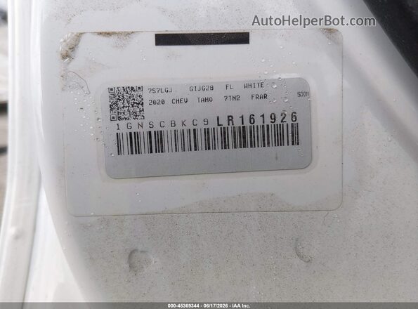 1GNSCBKC9LR161926 2020 CHEVROLET TAHOE White Engine compartment view