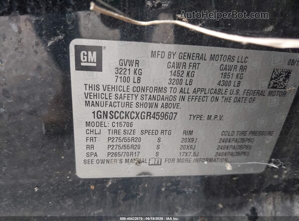 1GNSCCKCXGR459607 2016 CHEVROLET TAHOE Black Widok komory silnika