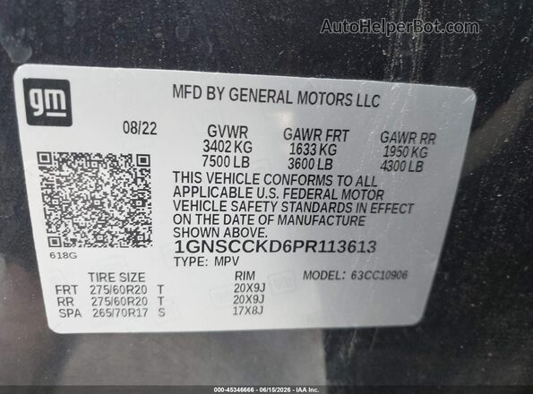 1GNSCCKD6PR113613 2023 CHEVROLET SUBURBAN Black ძრავის განყოფილების ხედი