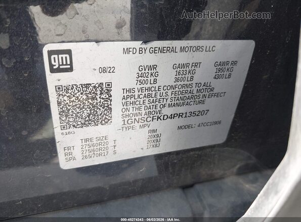1GNSCFKD4PR135207 2023 CHEVROLET SUBURBAN Black ძრავის განყოფილების ხედი