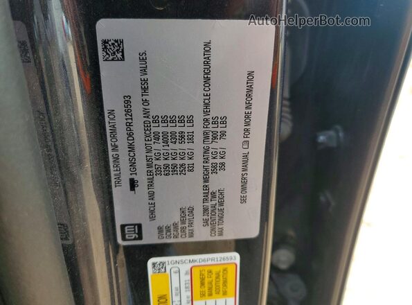 1GNSCMKD6PR126593 2023 CHEVROLET TAHOE Blue VIN sticker view