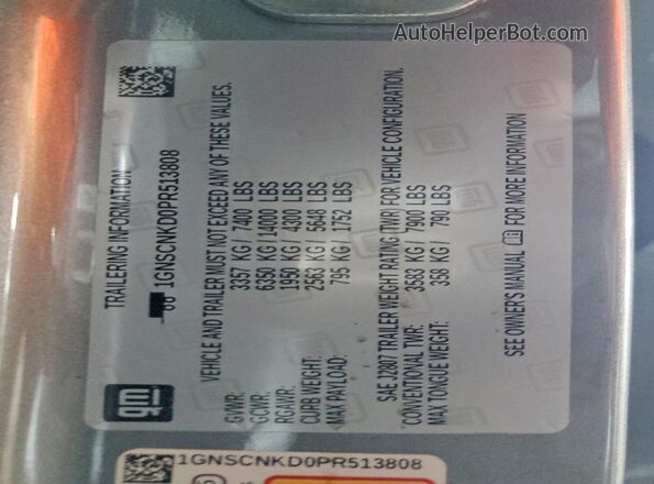 1GNSCNKD0PR513808 2023 CHEVROLET TAHOE Gray VIN sticker view