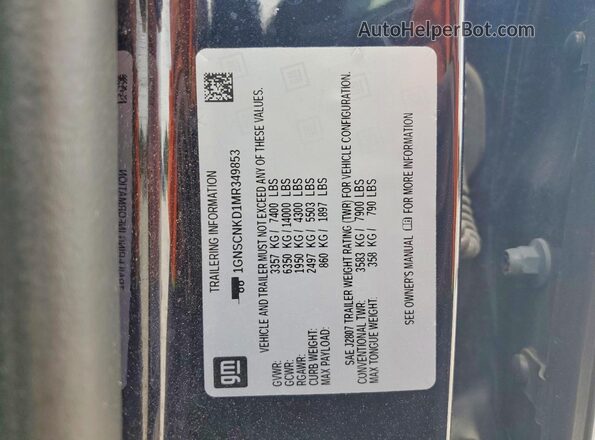 1GNSCNKD1MR349853 2021 CHEVROLET TAHOE Blue Widok naklejki z numerem VIN