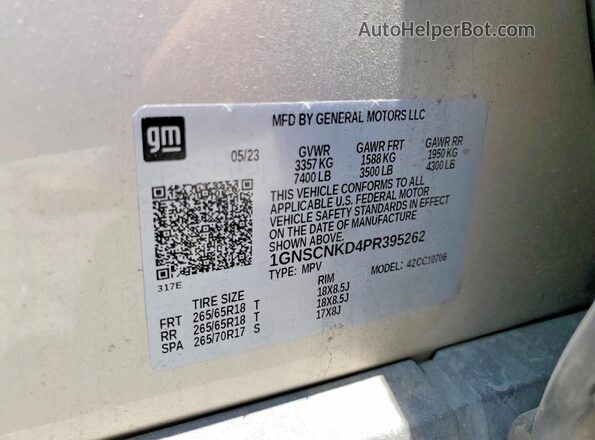 1GNSCNKD4PR395262 2023 CHEVROLET TAHOE Beige VIN sticker view