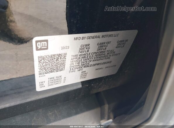1GNSCRKD3PR549368 2023 CHEVROLET TAHOE Black ძრავის განყოფილების ხედი