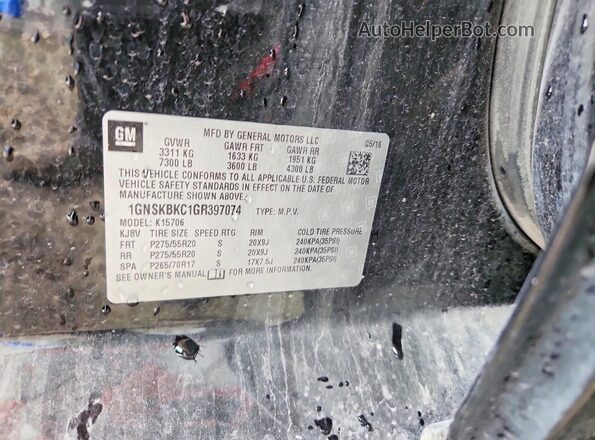 1GNSKBKC1GR397074 2016 CHEVROLET TAHOE Black Engine compartment view