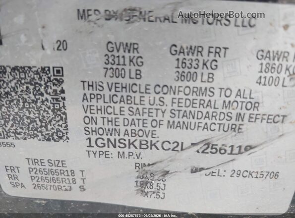 1GNSKBKC2LR256119 2020 CHEVROLET TAHOE Black Vista del compartimento del motor