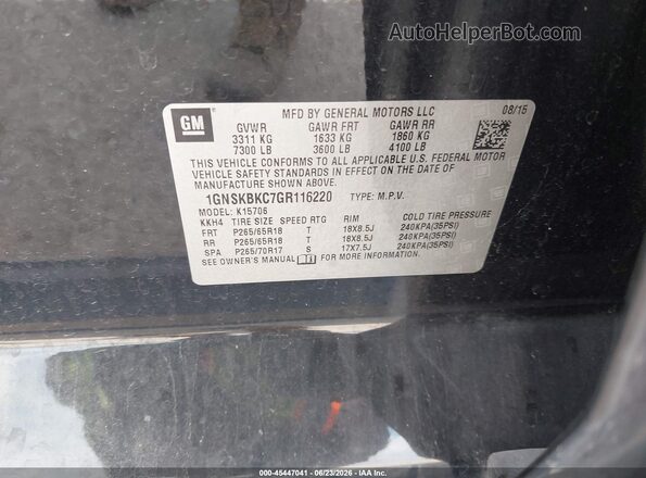 1GNSKBKC7GR116220 2016 CHEVROLET TAHOE Black Vista del compartimento del motor
