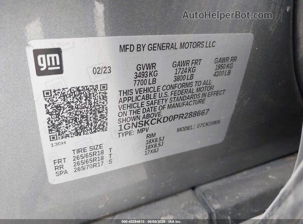 1GNSKCKD0PR288667 2023 CHEVROLET SUBURBAN Gray Engine compartment view