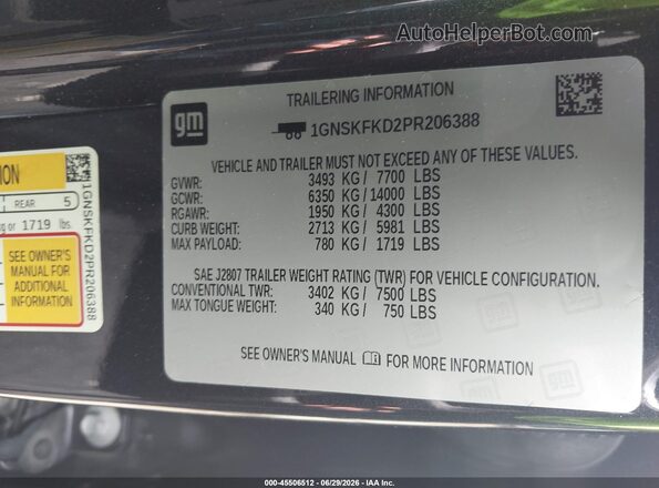 1GNSKFKD2PR206388 2023 CHEVROLET SUBURBAN Черный Вид подкапотного пространства