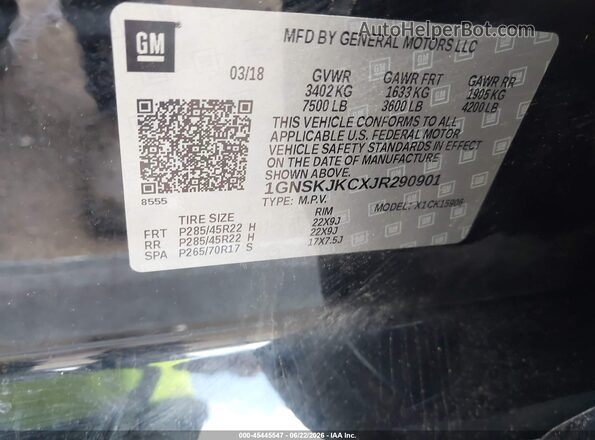 1GNSKJKCXJR290901 2018 CHEVROLET SUBURBAN Black Widok komory silnika