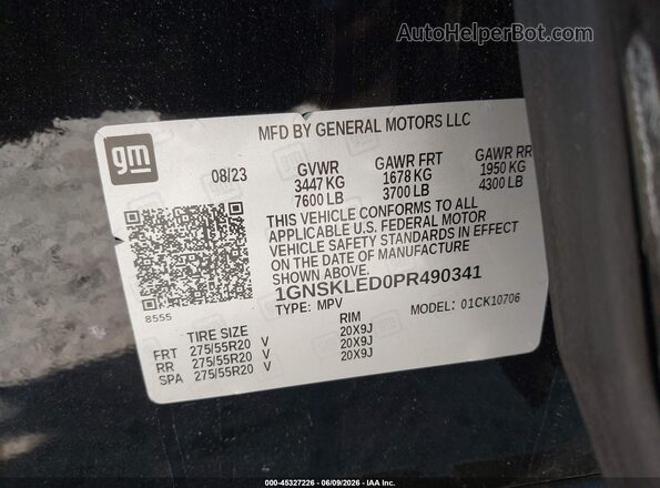 1GNSKLED0PR490341 2023 CHEVROLET TAHOE Черный Вид подкапотного пространства