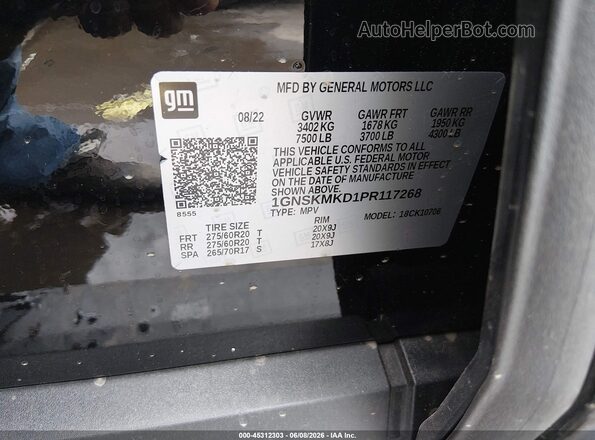 1GNSKMKD1PR117268 2023 CHEVROLET TAHOE Черный Вид подкапотного пространства