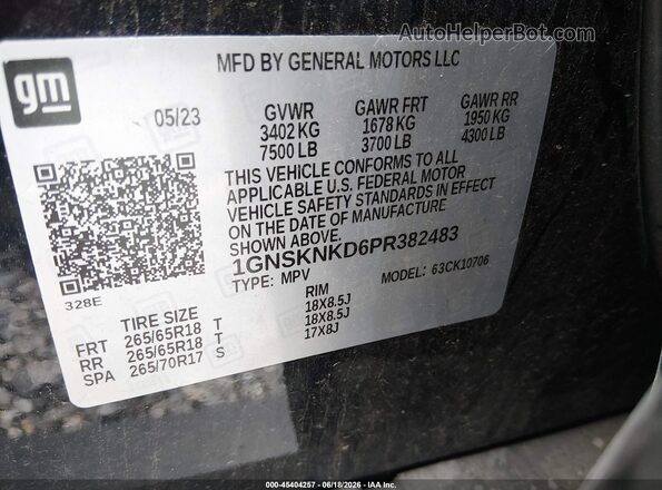 1GNSKNKD6PR382483 2023 CHEVROLET TAHOE Black Вид підкапотного простору