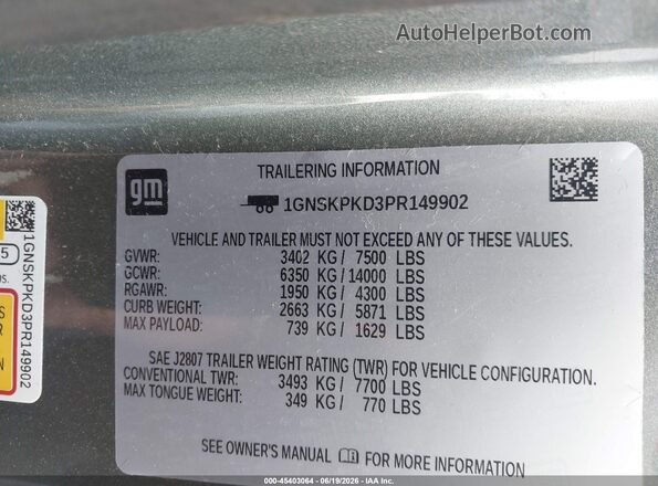 1GNSKPKD3PR149902 2023 CHEVROLET TAHOE Green Вид підкапотного простору