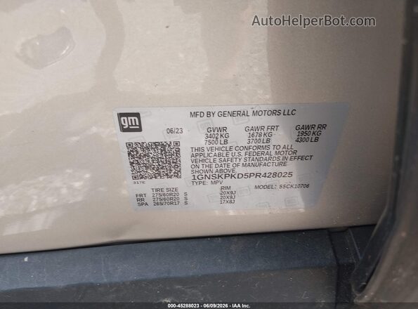 1GNSKPKD5PR428025 2023 CHEVROLET TAHOE Tan Вид підкапотного простору