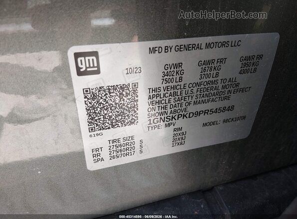 1GNSKPKD9PR545848 2023 CHEVROLET TAHOE Green Շարժիչի բաժամունքի տեսք