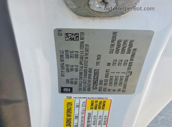 1GT02REG2GZ205572 2016 GMC SIERRA White VIN sticker view