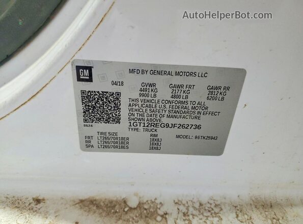 1GT12REG9JF262736 2018 GMC SIERRA Белый 