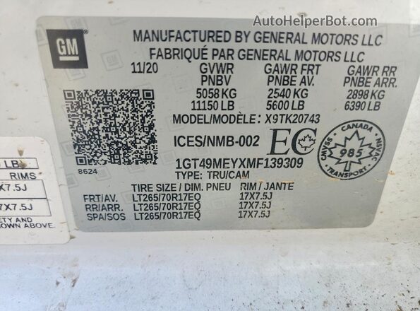 1GT49MEYXMF139309 2021 GMC SIERRA White 